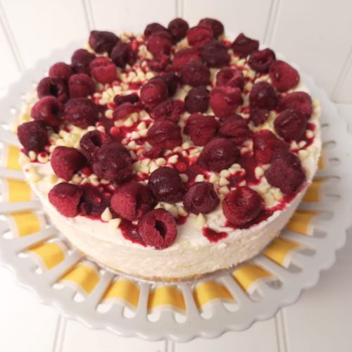 Rays Ice Cream raspberry and white chocolate cheesecake